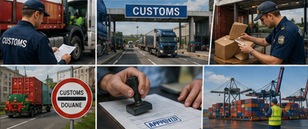 Customs inspections border control cargo trucks and international freight clearance operations