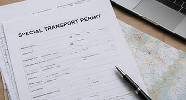 Exceptional transport permits route approvals and logistics documents for oversized cargo