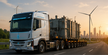 Modern oversized transport convoy representing the future of heavy haul logistics