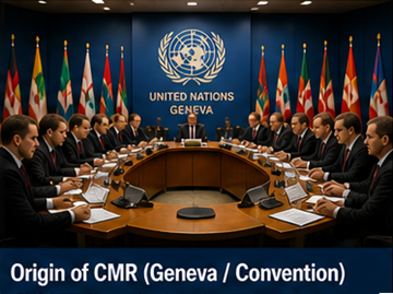 International transport convention agreement in Geneva representing the origin of the CMR convention for road freight