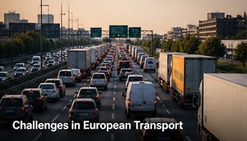 Traffic congestion trucks Europe highway logistics challenges delays fuel costs transport