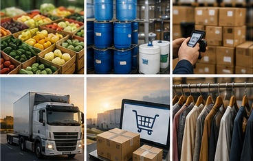 Different warehouse buildings and logistics operations in Europe