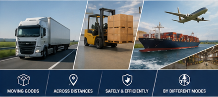 Freight transport trucks and cargo logistics operating on European highways