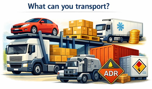 Different types of freight transport including pallets, vehicles, containers, and truck loads